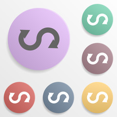 Arrow badge color set icon. Simple glyph, flat vector of arrows icons for ui and ux, website or mobile application