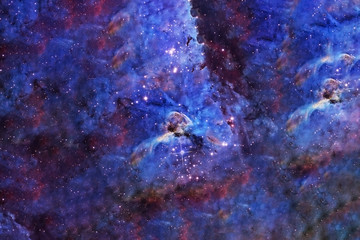 Fototapeta na wymiar Blue galaxy with stars. Elements of this image were furnished by NASA.