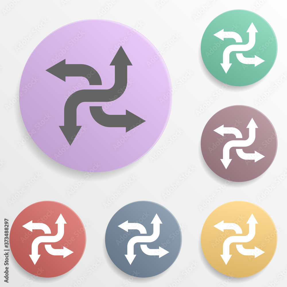 Poster arrow badge color set icon. simple glyph, flat vector of arrows icons for ui and ux, website or mobi