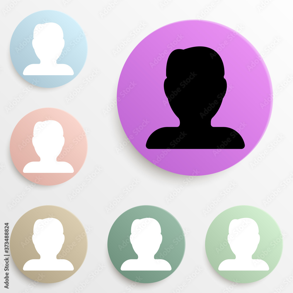 Poster human silhouette badge color set. simple glyph, flat vector of web icons for ui and ux, website or m