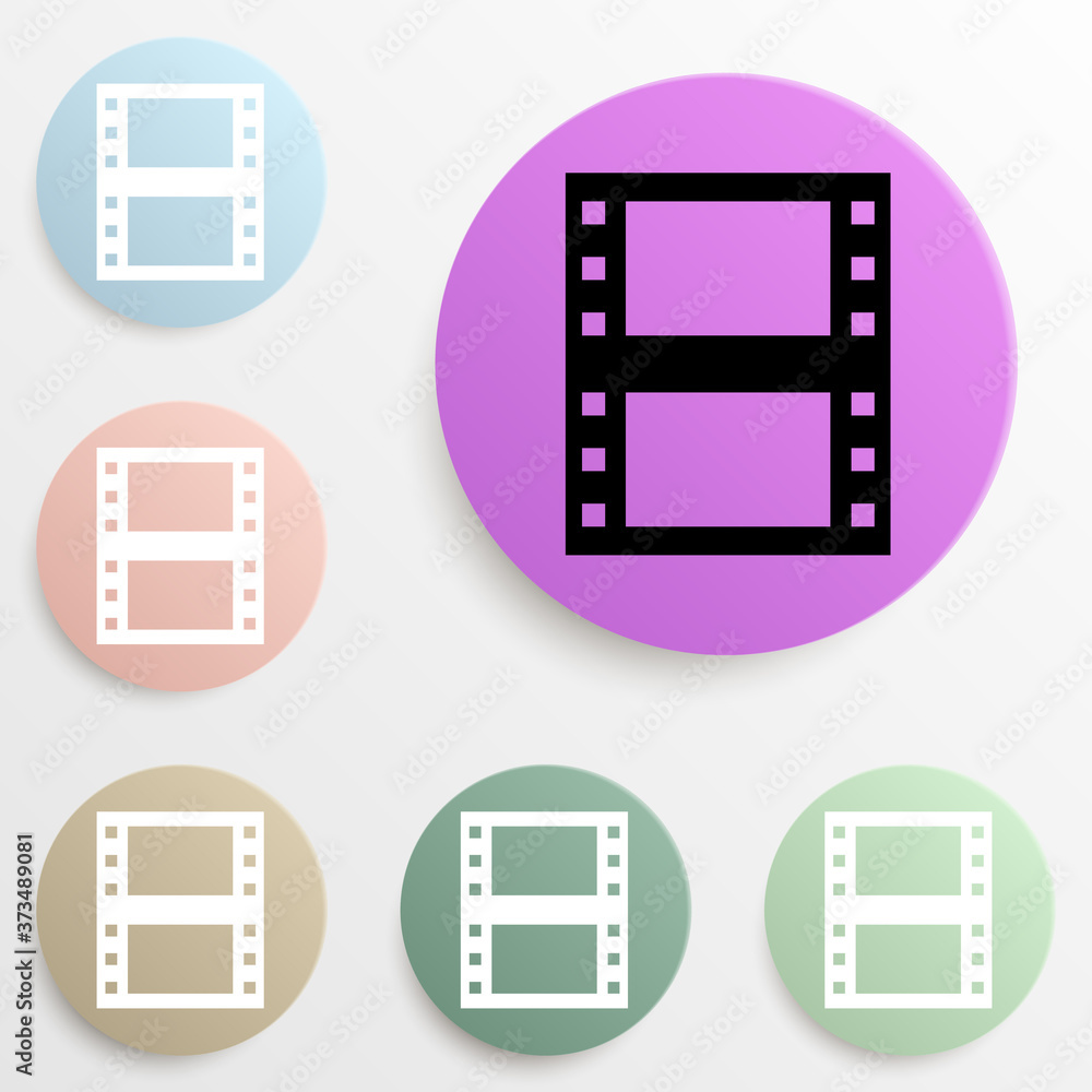Aufkleber film badge color set. simple glyph, flat vector of web icons for ui and ux, website or mobile applic