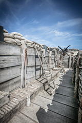 First world war wooden and mud trench