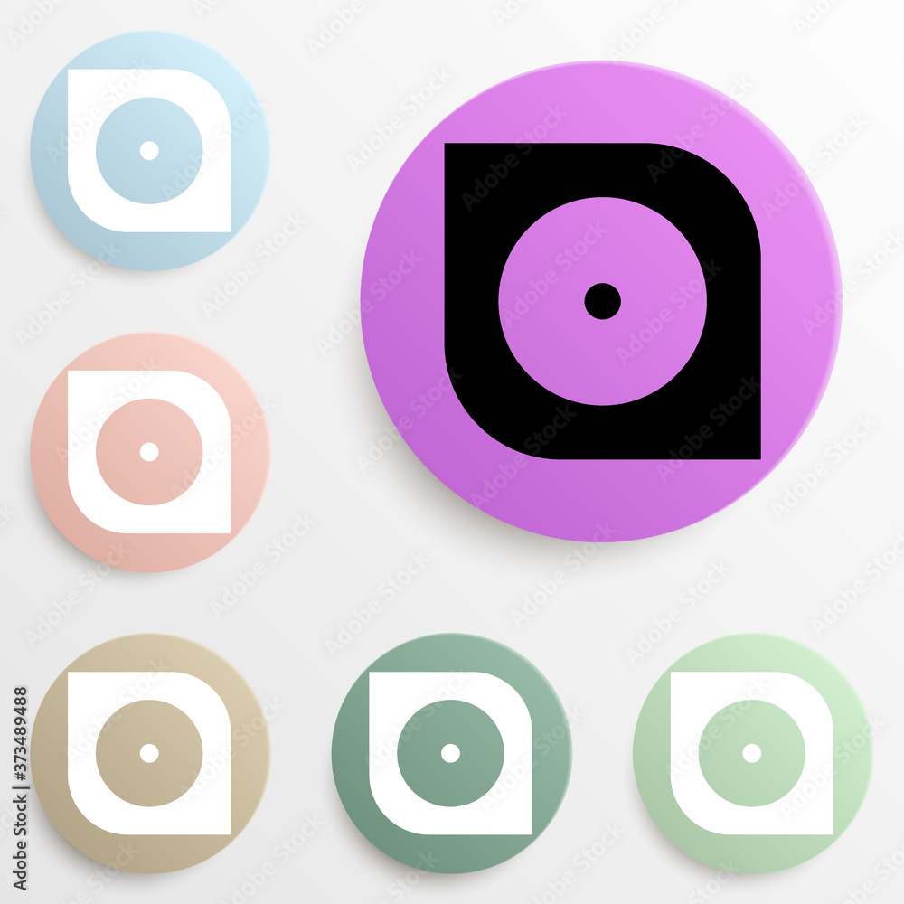 Poster hard disc badge color set. simple glyph, flat vector of web icons for ui and ux, website or mobile a