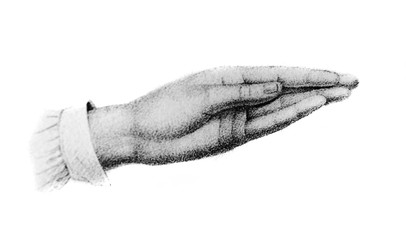 Position of hand for examination of woman's womb in the old book Atlas Abildungen by D. W. Busch, Berlin, 1841