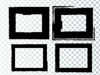 Set of Grunge Black and White Frames . textured rectangles for image
