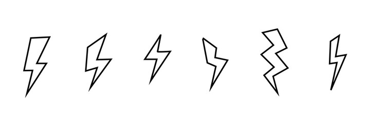Conjunto de iconos de rayo. Ilustración vectorial estilo líneas