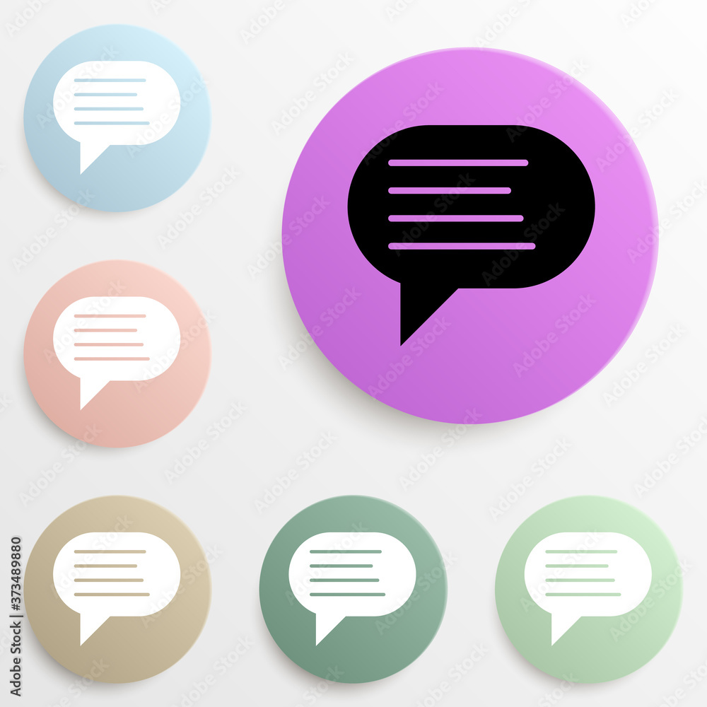 Poster communication bubble badge color set. simple glyph, flat vector of web icons for ui and ux, website 