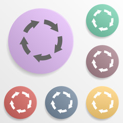 Arrow badge color set icon. Simple glyph, flat vector of arrows icons for ui and ux, website or mobile application