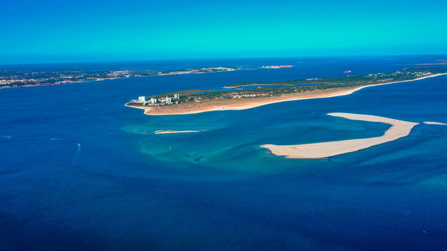 Troia beach sky view, Portugal. 