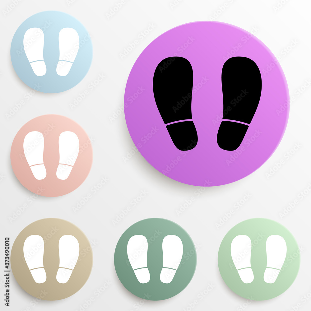 Poster footprints badge color set. simple glyph, flat vector of web icons for ui and ux, website or mobile 