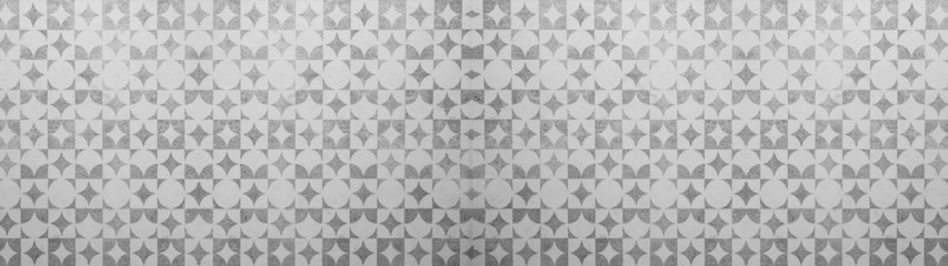 Gray white traditional motif tiles texture background banner panorama - Vintage retro cement tile with triangular square pattern
