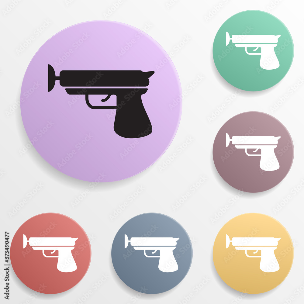 Poster toy gun with velcro badge color set icon. simple glyph, flat vector of toys icons for ui and ux, web