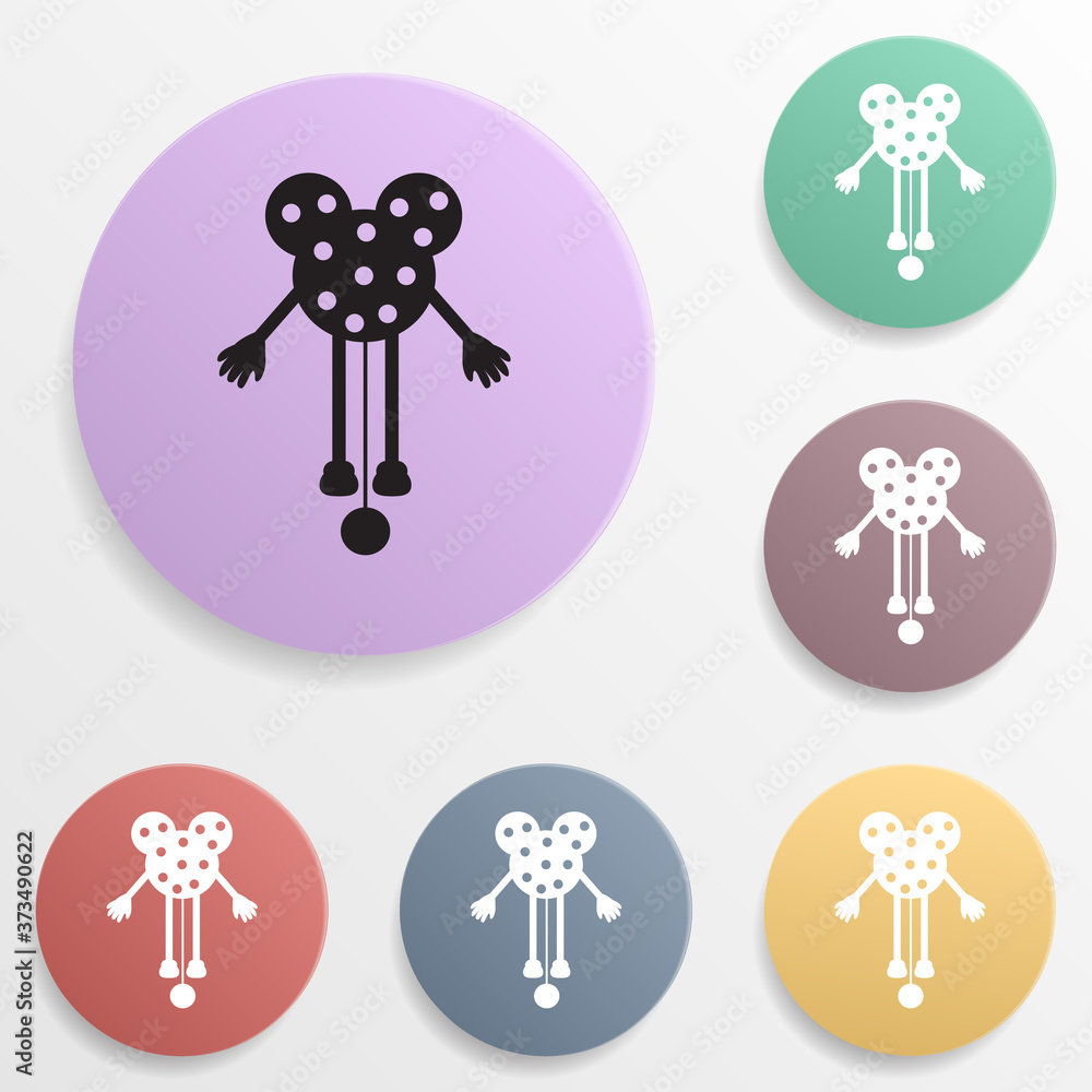 Poster doll toy on a string badge color set icon. simple glyph, flat vector of toys icons for ui and ux, we