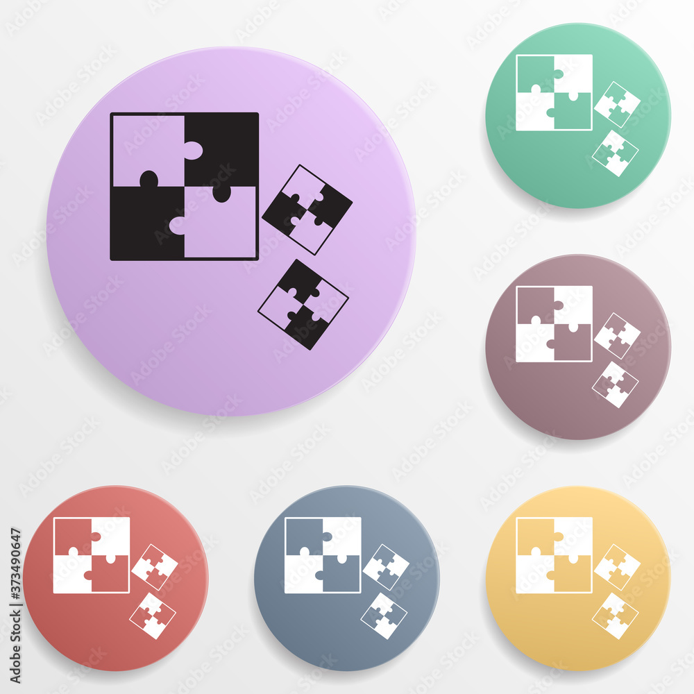 Poster puzzle badge color set icon. simple glyph, flat vector of toys icons for ui and ux, website or mobil