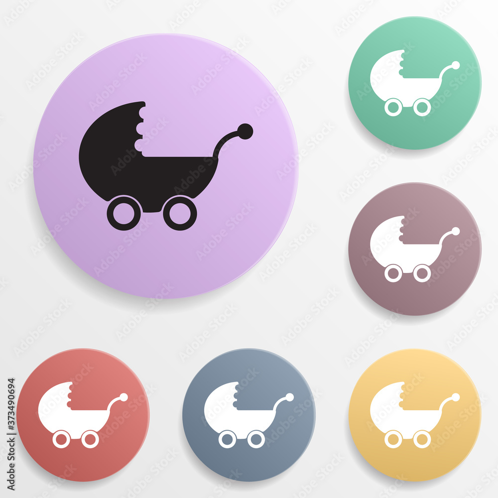 Poster baby stroller badge color set icon. simple glyph, flat vector of toys icons for ui and ux, website o