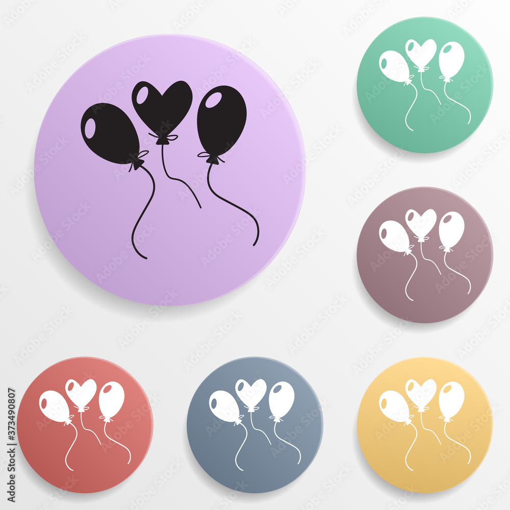 Poster party balloon badge color set icon. simple glyph, flat vector of toys icons for ui and ux, website o