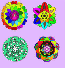decorative round ornament with colourful background