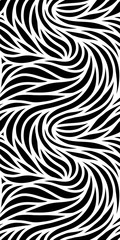 Obraz premium Elegant seamless floral pattern. Wavy vector abstract background. Stylish modern monochrome striped texture.