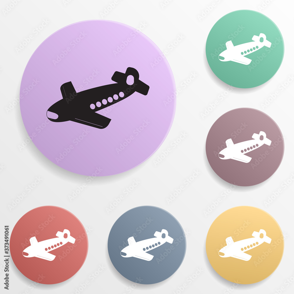 Poster toy plane badge color set icon. simple glyph, flat vector of toys icons for ui and ux, website or mo