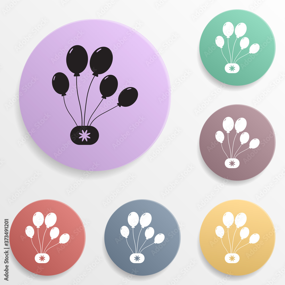 Poster party balloons badge color set icon. simple glyph, flat vector of toys icons for ui and ux, website 