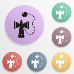 Cup & ball wooden japanese kendama badge color set icon. Simple glyph, flat vector of toys icons for ui and ux, website or mobile application