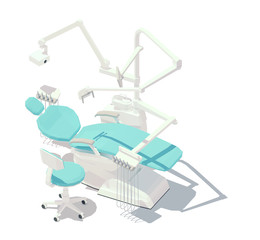 Vector isometric low poly dental chair. Dental office or clinic equipment