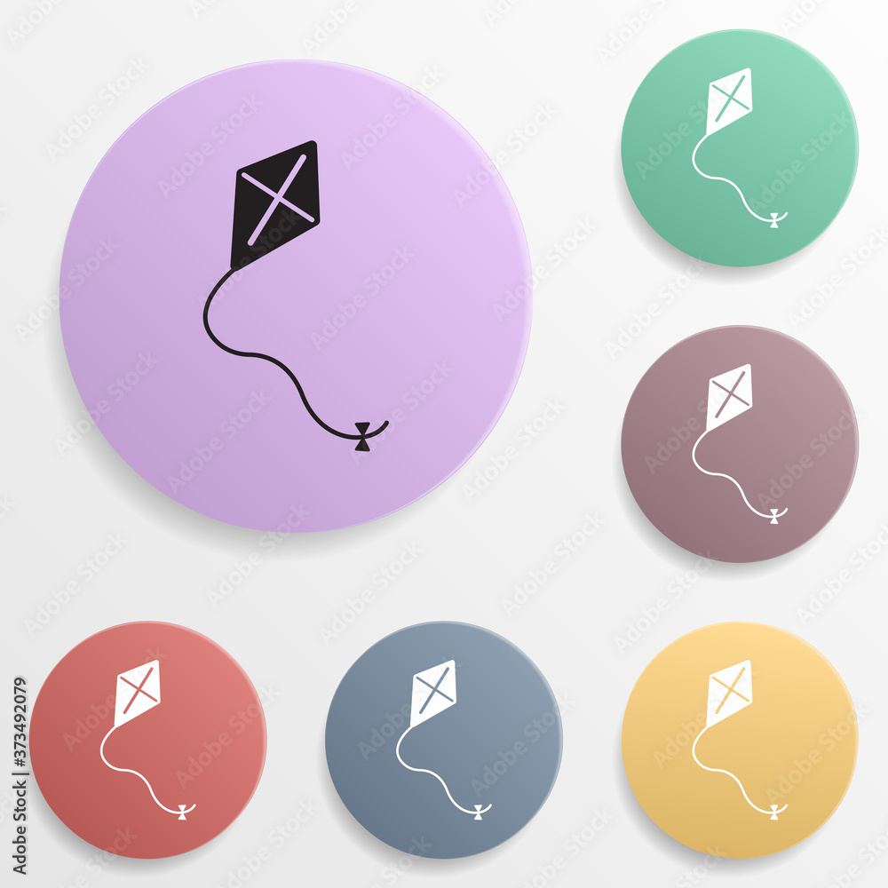 Poster flying kite badge color set icon. simple glyph, flat vector of toys icons for ui and ux, website or 
