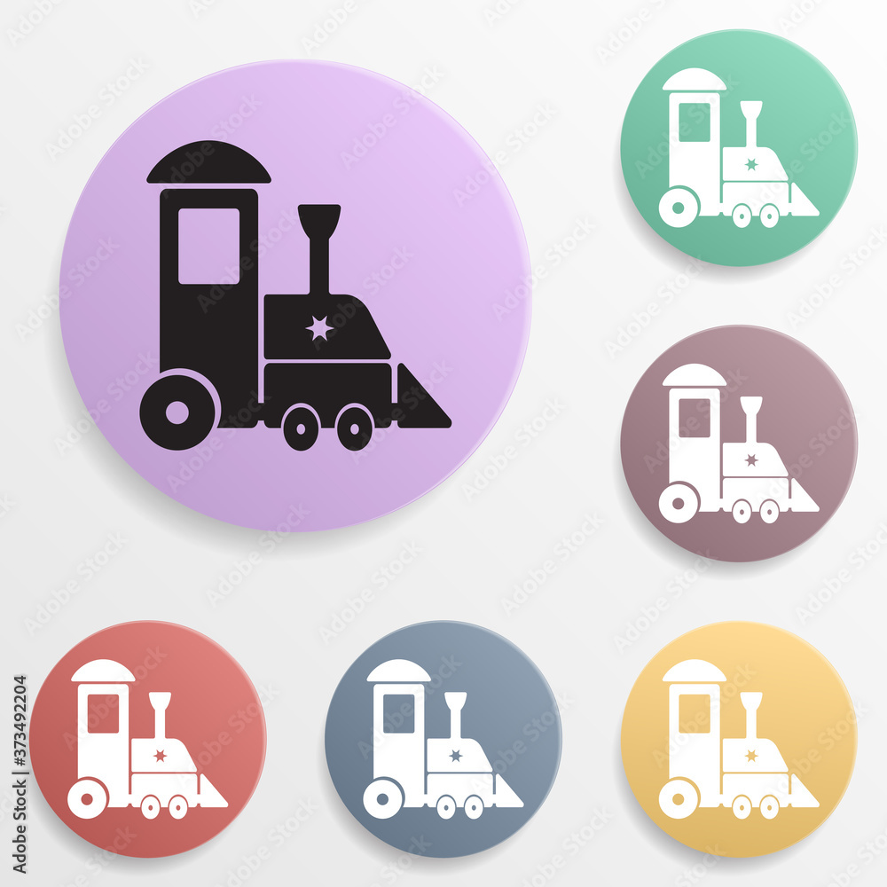 Poster childrean train badge color set icon. simple glyph, flat vector of toys icons for ui and ux, website