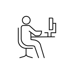 Businessman working on computer icon outline