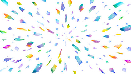 カラフルな光のかけらで構成したパターン。プリズムの水彩イラスト。
