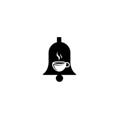 Coffee cup illustration bell icon.Logo vector template design