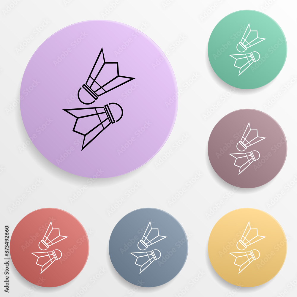 Poster shuttlecocks for badminton badge color set icon. simple glyph, flat vector of sport icons for ui and
