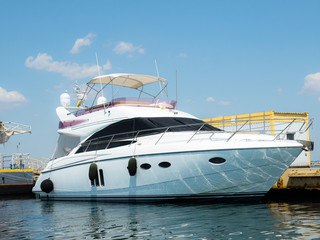 Luxury pretty yacht in the port