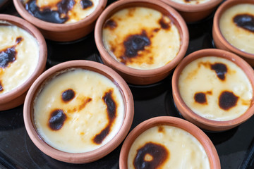 Turkish traditional dessert; sutlac. Baked Rice Pudding on oven tray