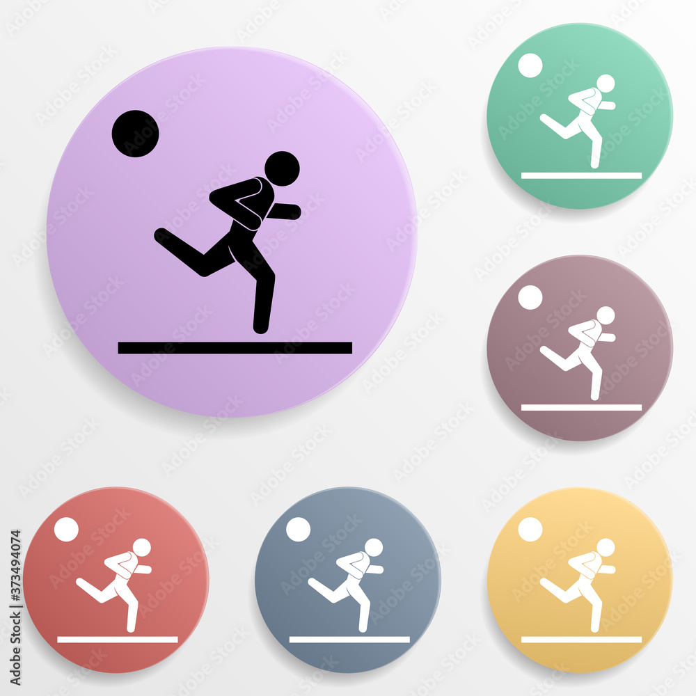 Poster running man badge color set icon. simple glyph, flat vector of sport icons for ui and ux, website or