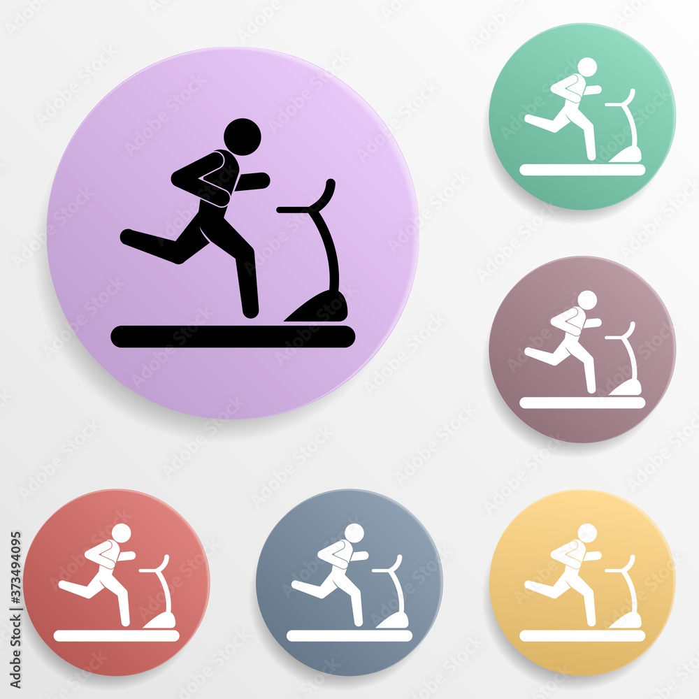 Poster runner on treadmill badge color set icon. simple glyph, flat vector of sport icons for ui and ux, we