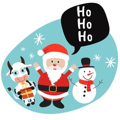 Hand drawn of Merry Christmas Collections. Vector Illustration.