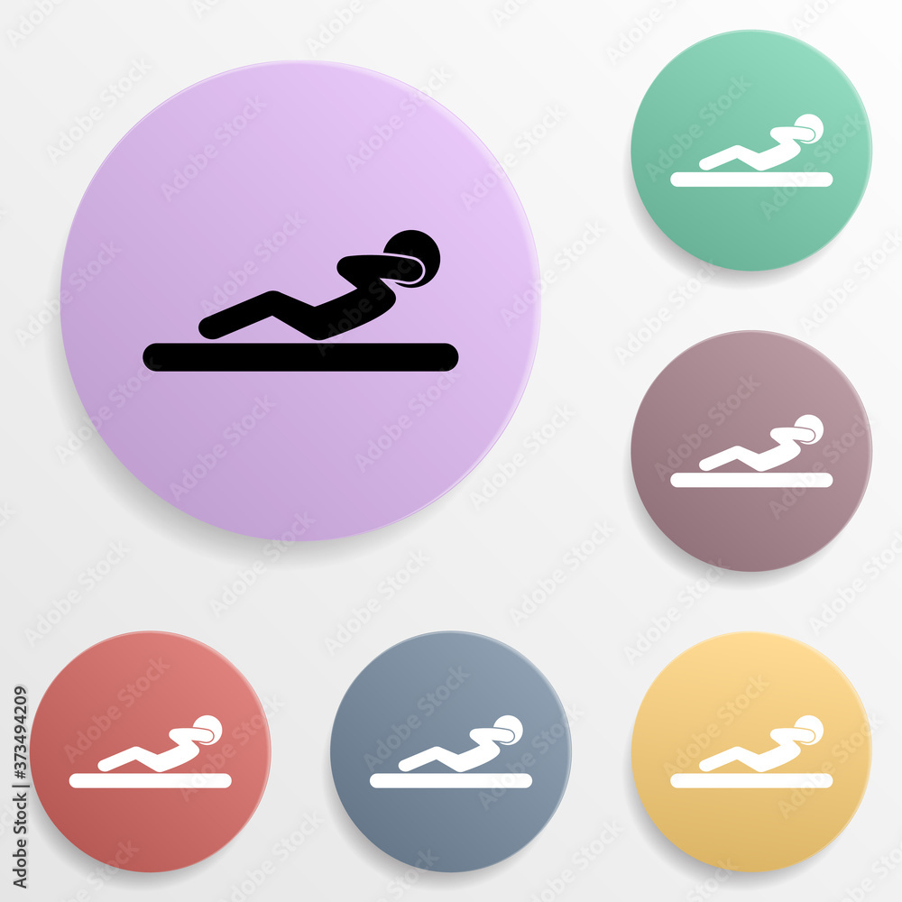 Aufkleber doing sit up badge color set icon. simple glyph, flat vector of sport icons for ui and ux, website o