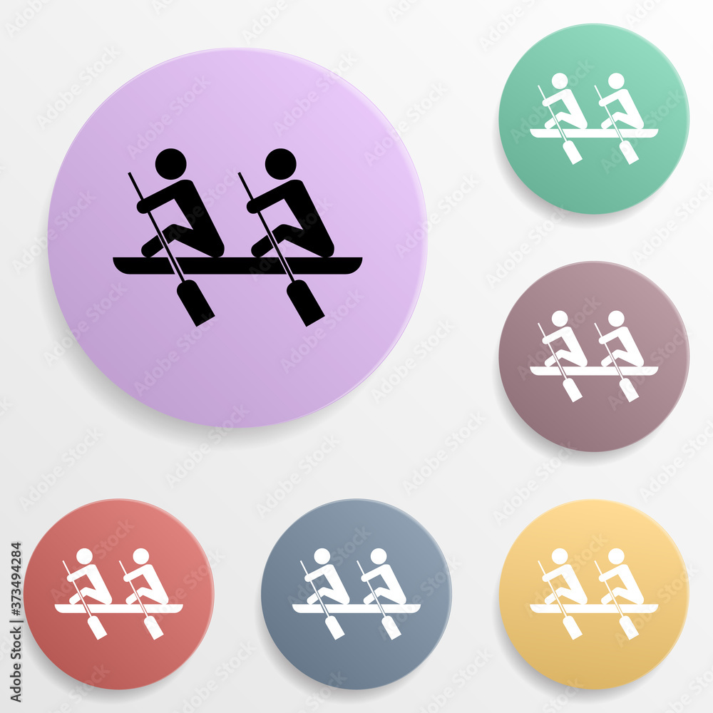 Poster rowing badge color set icon. simple glyph, flat vector of sport icons for ui and ux, website or mobi