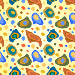 Trendy seamless pattern with hand drawn geometric elements, abstract shapes and doodle objects. Vector graphics for design and decor.