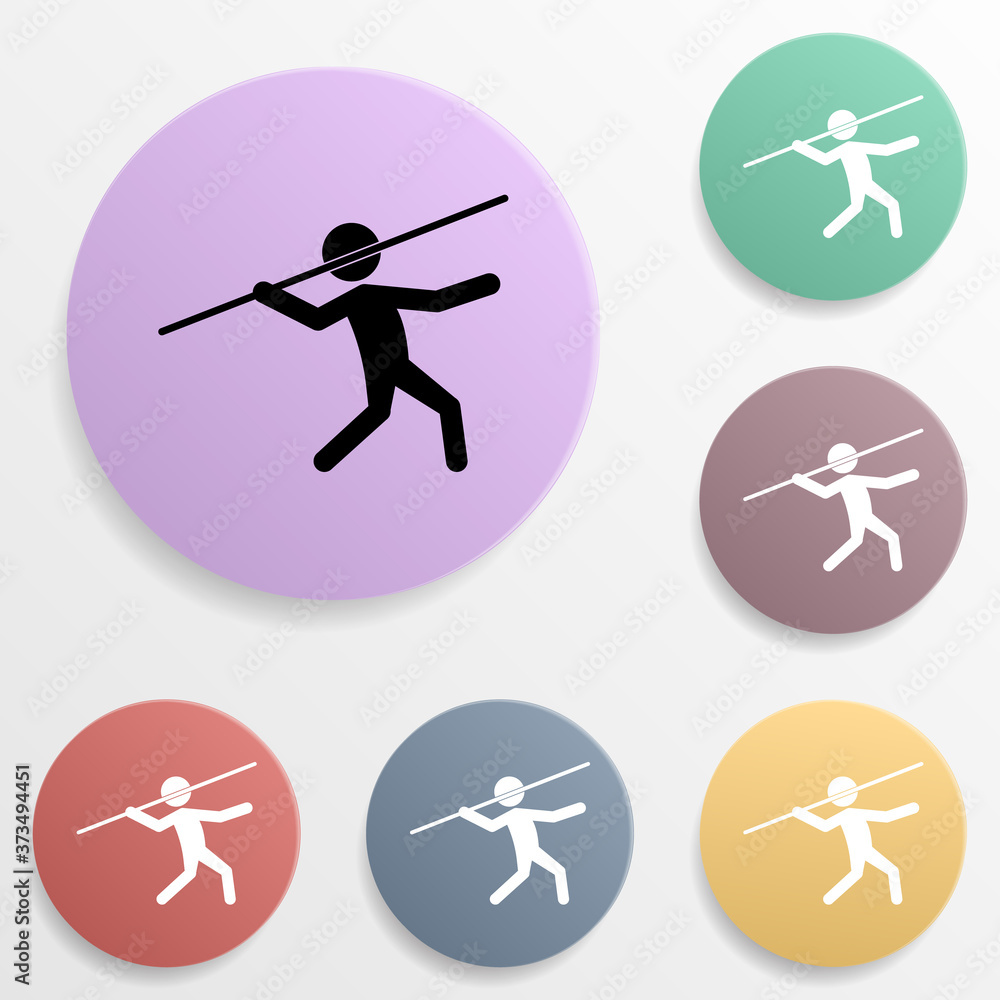 Poster javelin throw badge color set icon. simple glyph, flat vector of sport icons for ui and ux, website 