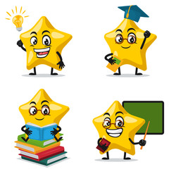 Vector illustration of star mascot or character collection set with education theme