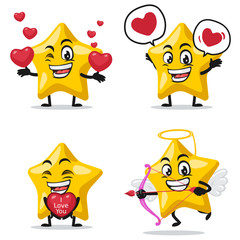 Vector illustration of star mascot or character collection set with love or valentine or love theme