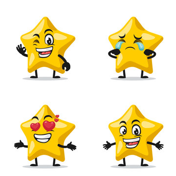 Vector illustration of star mascot or character collection set with expression theme
