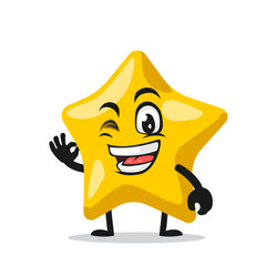 Vector illustration of star mascot or character with nice hand