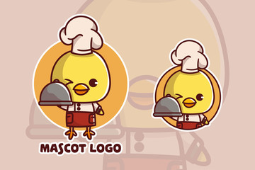 set of cute chef chicken mascot logo with optional appearance. premium kawaii vector
