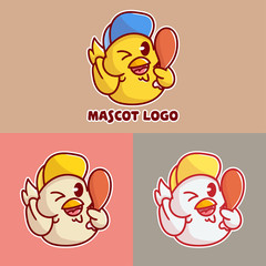 set of cute chicken mascot logo with optional appearance. premium kawaii vector
