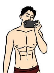 Fototapeta premium cartoon cute man on white background