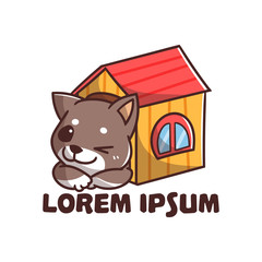 logo set of cute dog mascot logo with optional appearance. premium kawaii vector
