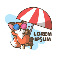 set of cute fox mascot logo with optional appearance. premium kawaii vector
